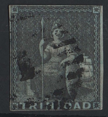 trinidad-1851-1d-brownish-grey-blued-paper-4-close-margins-vgu-sg6-c85