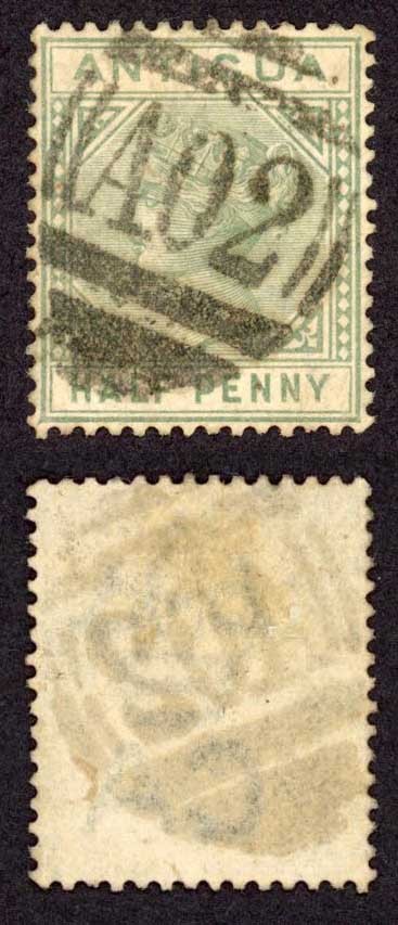 antigua-sg21-1-2d-dull-green-wmk-crown-ca-perf-14-cat-20-pounds