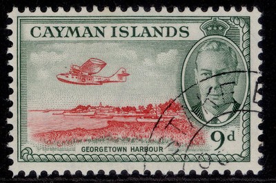 cayman-islands-gvi-sg143-9d-scarlet-grey-green-fine-used