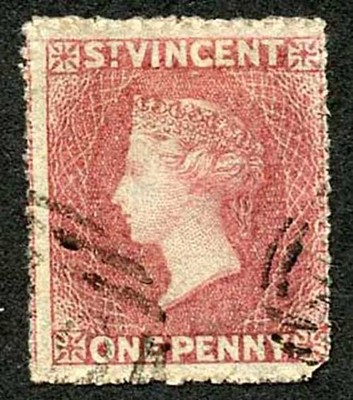 st-vincent-sg1-1861-1d-rose-red-no-wmk-rough-to-intermediate-perf-14-to-16