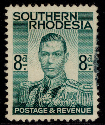 southern-rhodesia-gvi-sg45-8d-emerald-green-fine-used