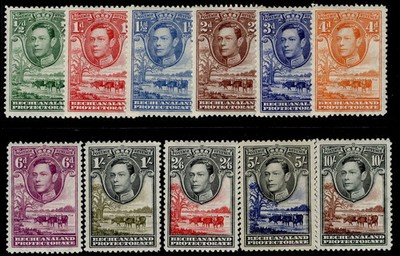 bechuanaland-protectorate-gvi-sg118-128-1938-52-complete-set-m-mint-cat-110