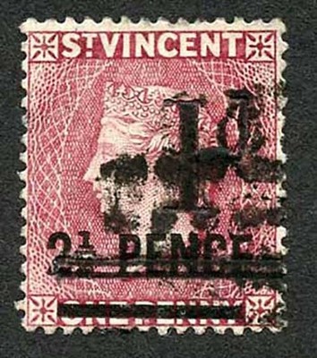 st-vincent-sg46-1d-on-2-1-2d-on-1d-lake-wmk-crown-ca-top-bar-doubled