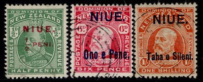 new-zealand-niue-gv-sg17-19-1911-complete-set-fine-used-cat-55