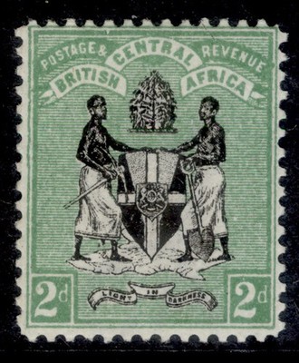 nyasaland-bca-qv-sg33-2d-black-green-vlh-mint-cat-24