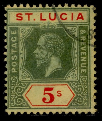 st-lucia-gv-sg88-5s-green-red-pale-yellow-used-cat-95