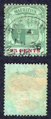 mauritius-sg151a-25c-green-and-carmine-green-chalky-used-cat-30-pounds