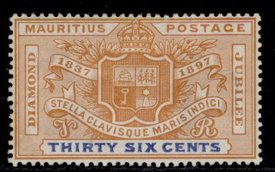 mauritius-qv-sg133-36c-orange-ultramarine-m-mint-cat-16