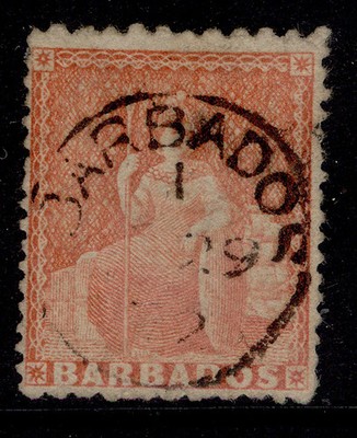 barbados-qv-sg57-4d-dull-vermilion-fine-used-cat-110-cds-pmk