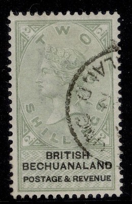 british-bechuanaland-qv-sg16-2s-green-black-fine-used-cat-65