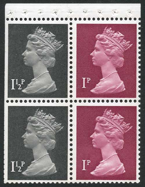 1971-1p-and-1-1-2p-horiz-booklet-pane-with-variety-phosphor-large-part-omitted