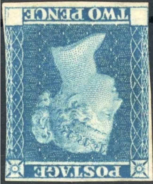 1841-small-imperf-trial-with-blank-corner-letters-inverted-and-misplaced-watermark-2d-blue