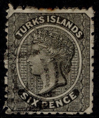 turks-caicos-islands-qv-sg2-6d-black-used-cat-150
