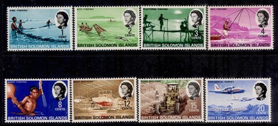 british-solomon-islands-qeii-sg166a-175a-1968-71-glazed-paper-set-nh-mint