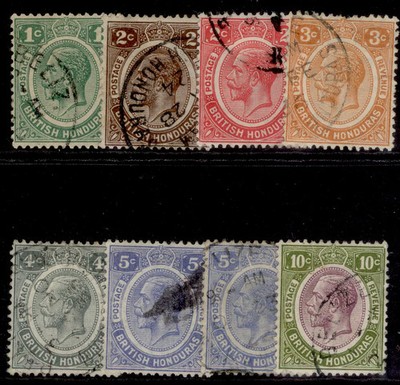 british-honduras-gv-sg126-132-1922-33-wmk-script-short-set-fine-used-cat-20