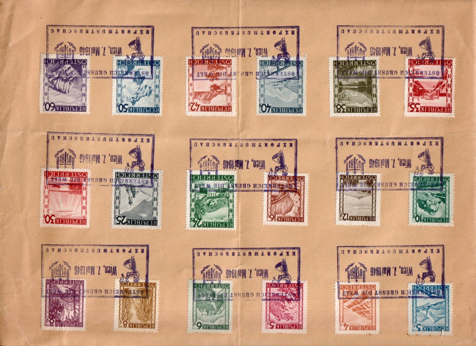 austria-1945-47-definitives-landscapes-18-stamps-cto-cover-dated-14-05-46