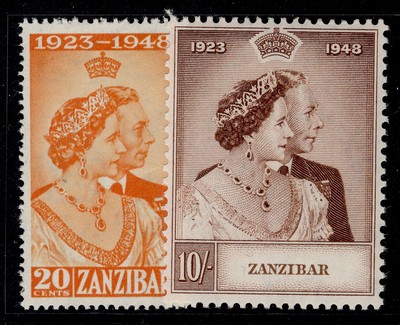 zanzibar-gvi-sg333-334-1949-royal-silver-wedding-set-nh-mint-cat-30