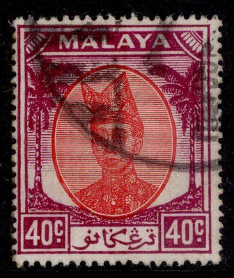 malaysia-trengganu-gvi-sg83-40c-red-purple-fine-used-cat-40