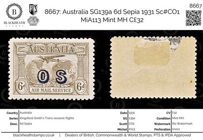 8667-australia-sg139a-6d-sepia-1931-sc-co1-mia113-mint-mh-c32