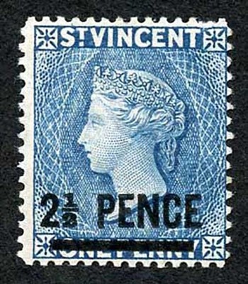 st-vincent-sg55-2-1-2d-line-perf-wmk-crown-ca-variety-overprint-to-the-left