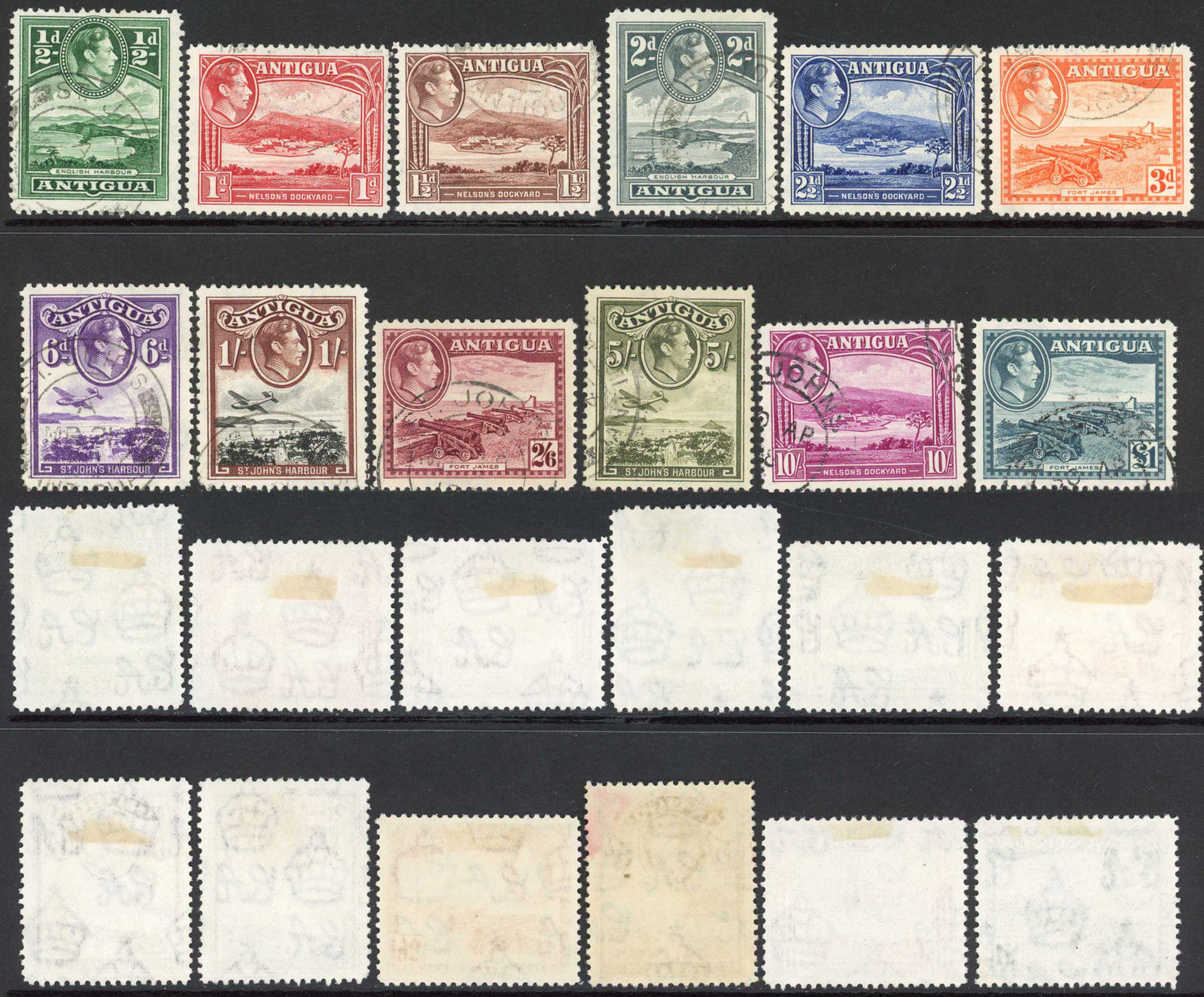 antigua-sg98-109-kgvi-set-of-12-fine-used