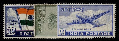 india-gvi-sg301-303-1947-independence-set-fine-used