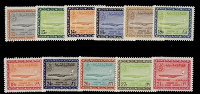 saudi-arabia-sg596-609-1964-72-12p-to-31p-airmail-redrawn-group-nh-mint
