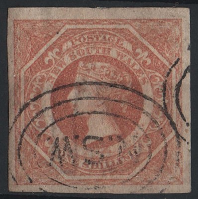 new-south-wales-1854-1s-pale-red-vfu-4-good-margins-wmk-inverted-sg100-c85