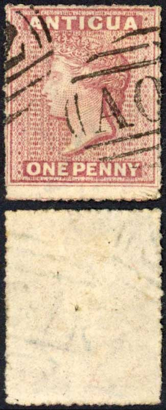 antigua-sg5-1d-rosy-mauve-wmk-small-star-very-fine-used