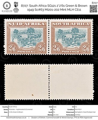 8727-south-africa-sg121-2-2-6s-green-brown-1949-sc-63-mi201-202-mint-mlh-c11