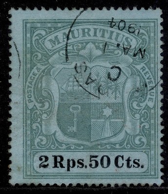 mauritius-edvii-sg154-2r-50-green-black-blue-fine-used-cat-180-cds