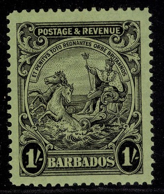 barbados-gv-sg237b-1s-brownish-black-bright-yellow-green-nh-mint-cat-10