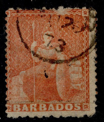 barbados-qv-sg57-4d-dull-vermilion-used-cat-110-cds-pmk