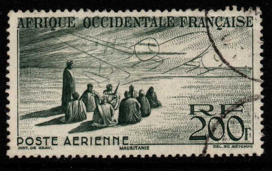 french-west-africa-sg56-1947-200f-slate-grey-air-stamp-fine-used