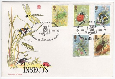 gb-1985-insects-fdc-selbourne-society-sp-h-s-stuart-cover
