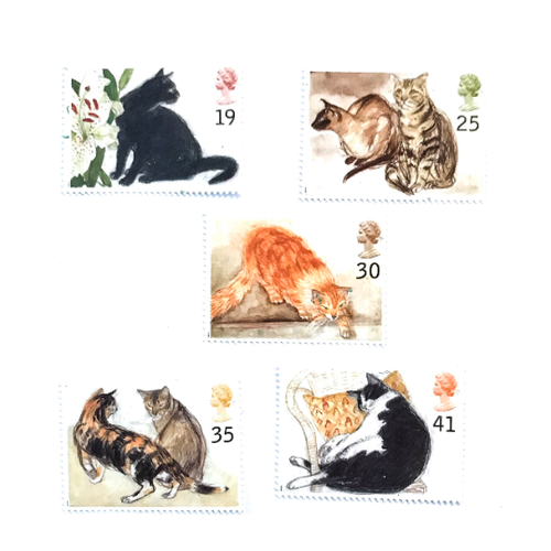 5-x-cats-1995-unused-gb-mint-mnh-cute-cat-british-postage-stamps