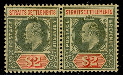 malaysia-straits-edvii-sg166-2-green-red-yellow-lh-mint-cat-100-pair