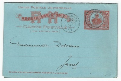 haiti-1908-2c-red-pale-blue-reply-card-fine-used-local-usage-reply-half-still
