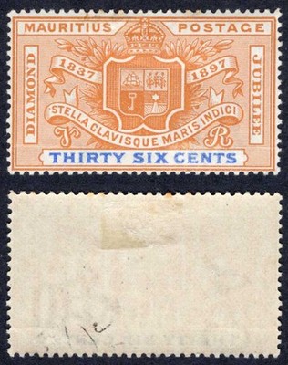 mauritius-sg133-36c-orange-and-ultramarine-m-m-cat-18-pounds