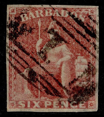barbados-qv-sg11-6d-pale-rose-red-fine-used-cat-130