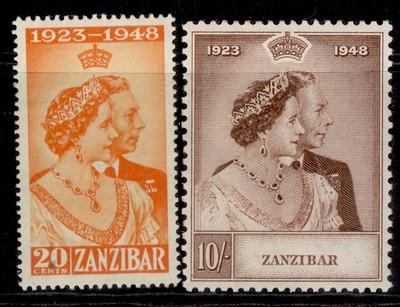 zanzibar-gvi-sg333-334-1948-royal-silver-wedding-set-m-mint-cat-30