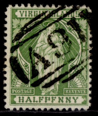 british-virgin-islands-qv-sg43a-d-yellow-green-fine-used-cat-120-halfpfnny
