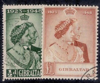 gibraltar-gvi-sg134-135-1948-royal-silver-wedding-set-fine-used-cat-83
