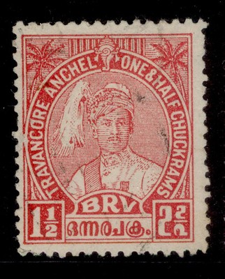 indian-states-travancore-gvi-sg65-1ch-scarlet-fine-used