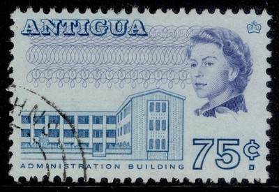 antigua-qeii-sg192-75c-greenish-blue-ultramarine-fine-used