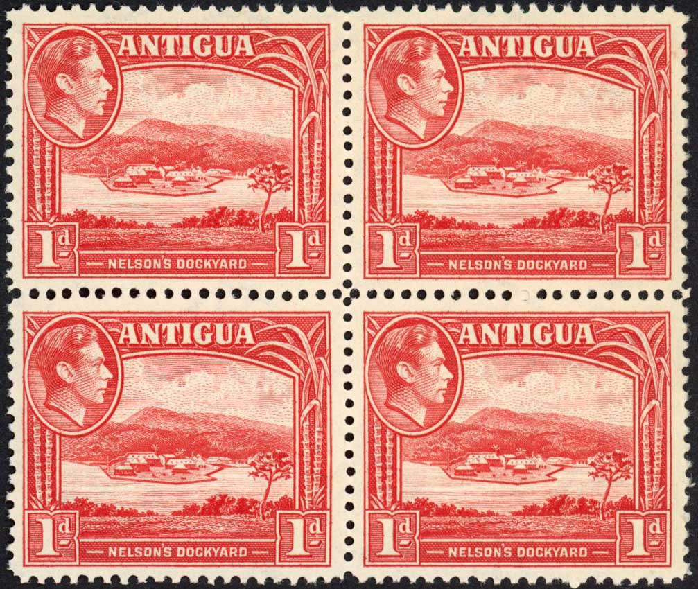 antigua-sg99-1d-scarlet-block-of-four-u-m-cat-14-pounds