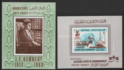 aden-1963-mahra-state-kennedy-m-sheet-um-and-aden-kathiri-1967-expo-67-m-sheet
