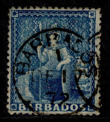 barbados-qv-sg52-1d-blue-vfu-cds-pmk