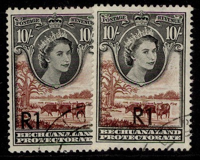 bechuanaland-qeii-sg167a-167b-1r-on-10s-type-varieties-fine-used-cat-76