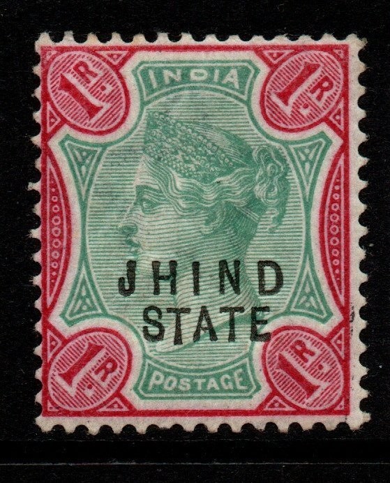 india-jind-sg32-1897-1r-green-carmine-mtd-mint